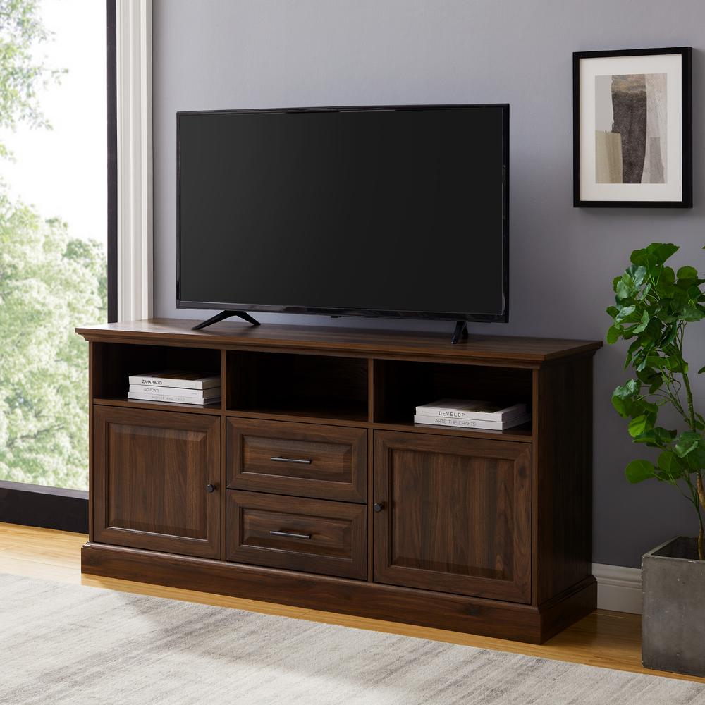 Classic Beveled Door TV Stand for TVs up to 65” – Dark Walnut. The main picture.