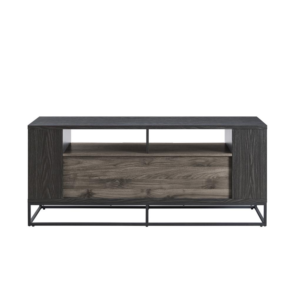 Contemporary 3-Door Metal and Wood TV Stand for TVs up to 65” – Slate Grey/Graphite. Picture 8