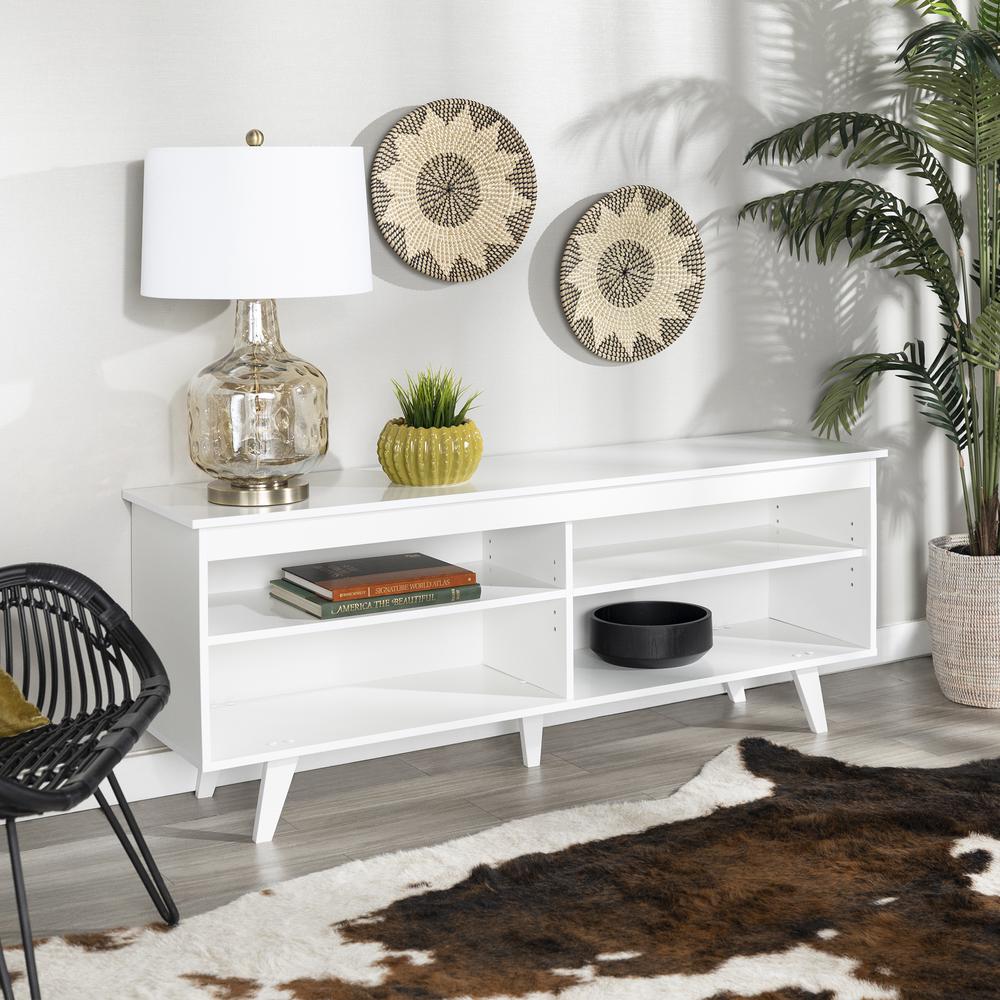 58" Wood Simple Contemporary Console - White. Picture 1
