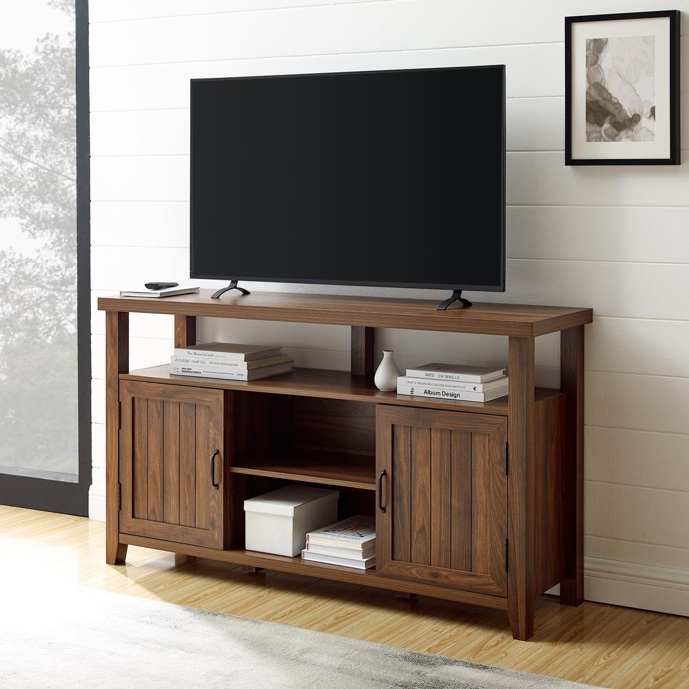 Classic Grooved-Door Tall TV Stand for TVs up to 65” – Dark Walnut. Picture 7