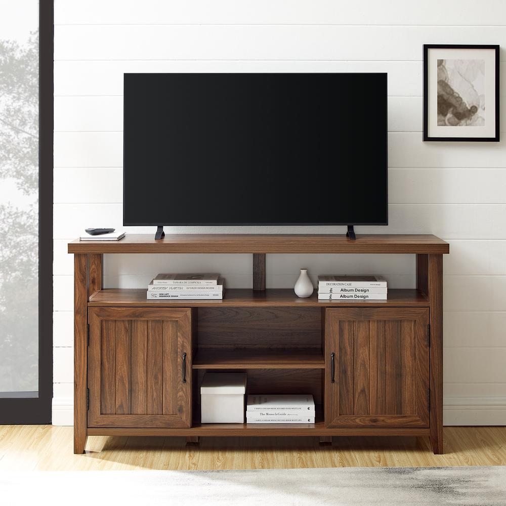 Classic Grooved-Door Tall TV Stand for TVs up to 65” – Dark Walnut. Picture 9