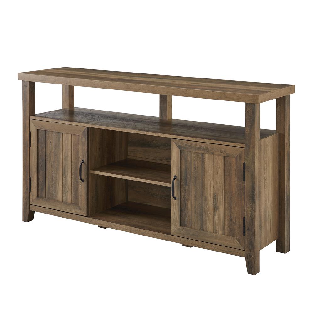 Classic Grooved-Door Tall TV Stand for TVs up to 65” – Rustic Oak. Picture 8