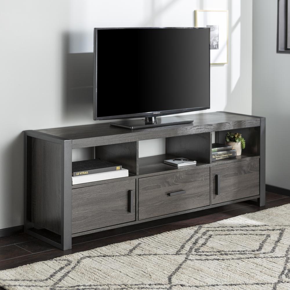angelo:HOME 60" TV Stand Console - Charcoal. Picture 2
