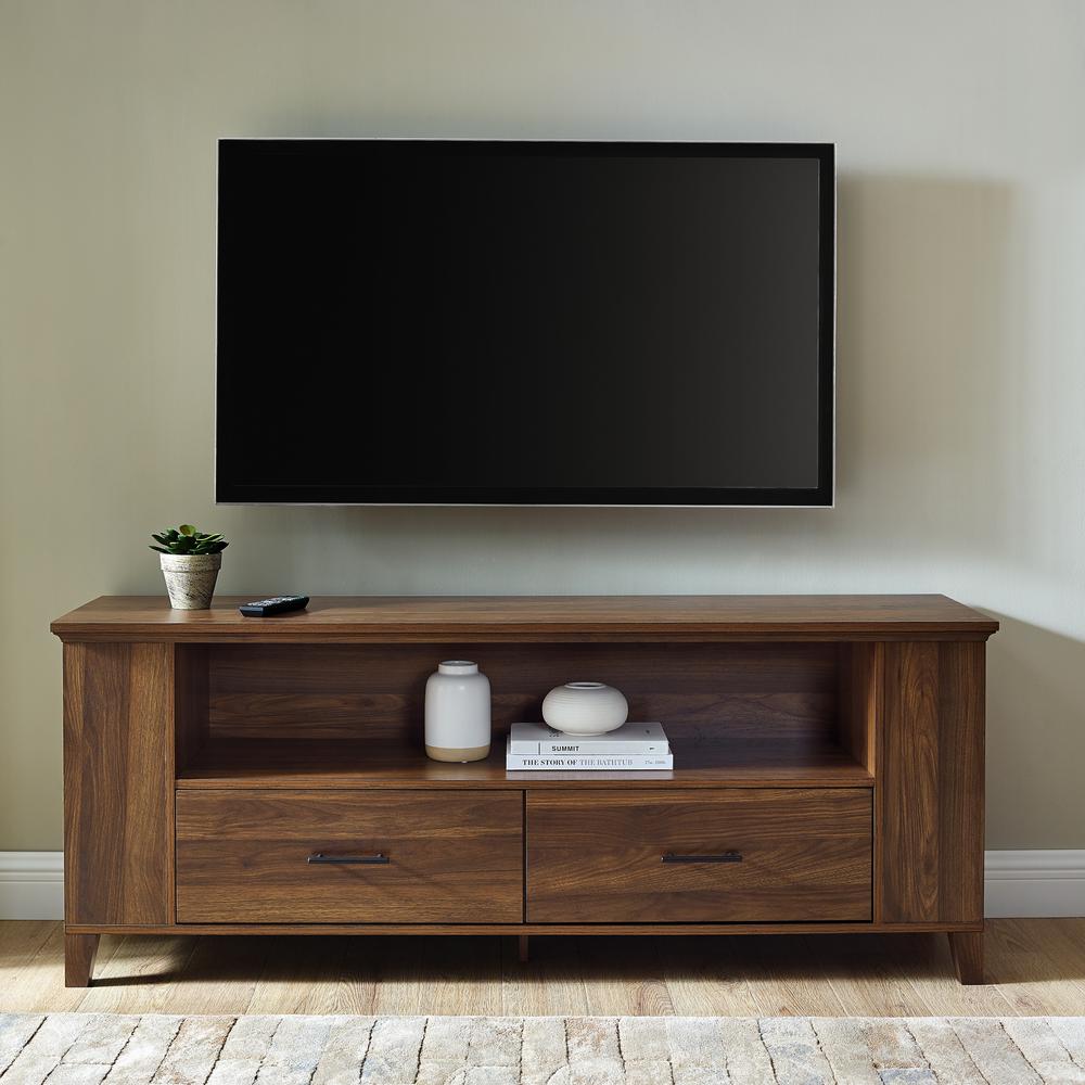 60" Rustic Wood TV Stand - Dark Walnut. Picture 2