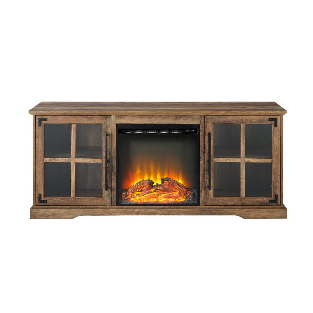 60" 2 Door Fireplace Console - Reclaimed Barnwood. Picture 5