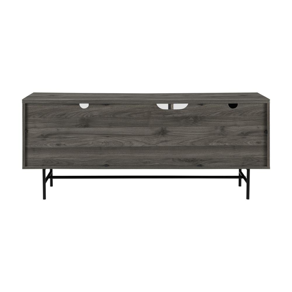 60" Modern TV Console with Record Storage - Slate Grey. Picture 4