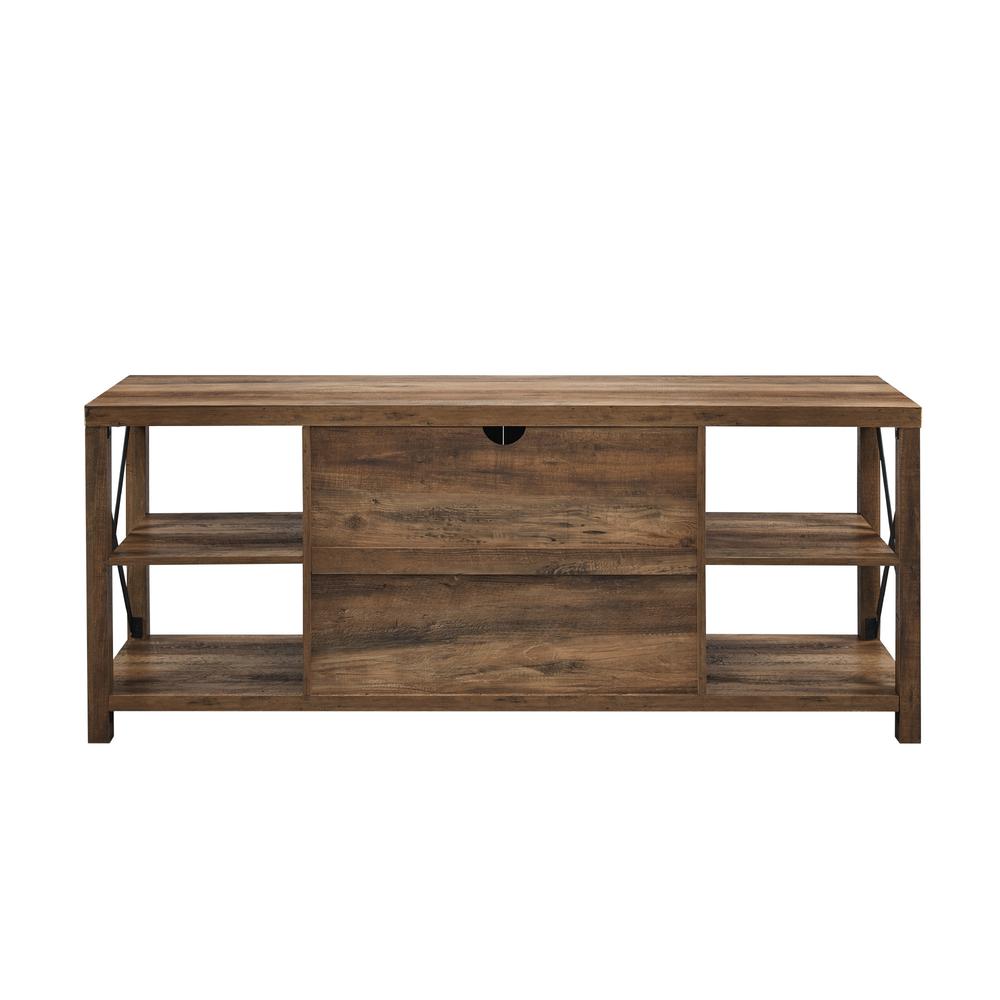 60" Farmhouse Metal X TV Stand - Reclaimed Barnwood. Picture 7