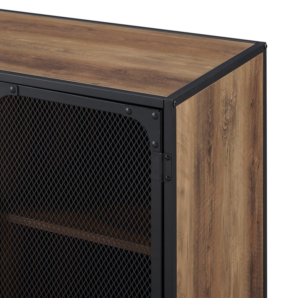 60" Urban Industrial TV Stand Storage Console with Metal Mesh Doors - Rustic Oak. Picture 5