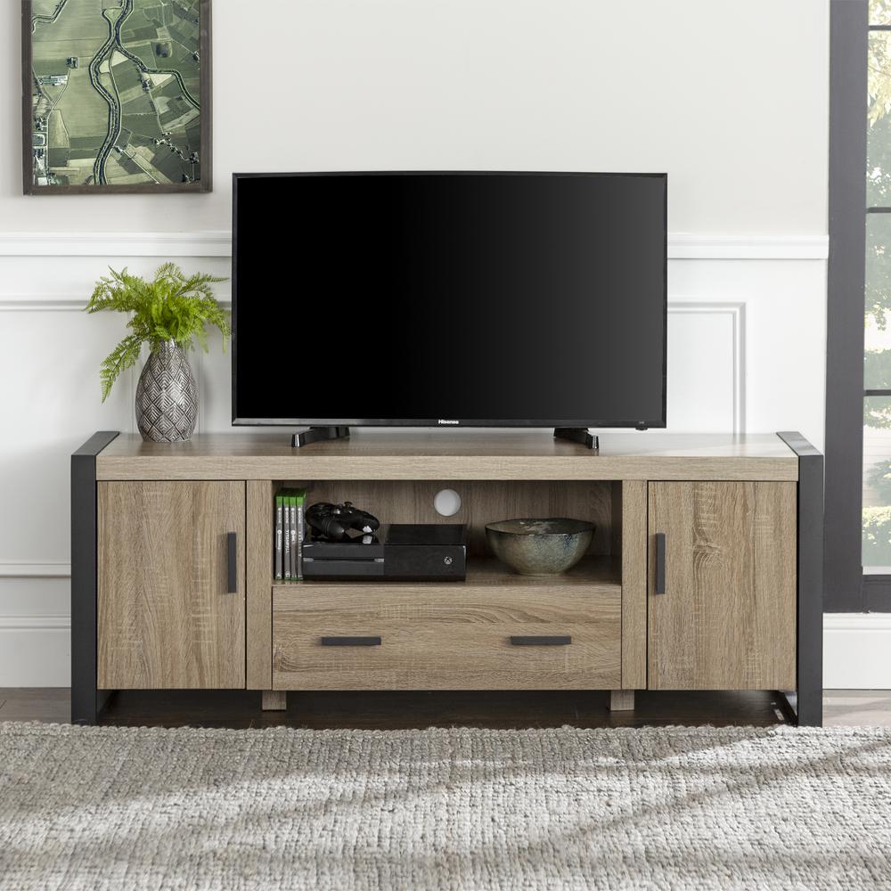 60" Driftwood Wood TV Stand Console. Picture 6