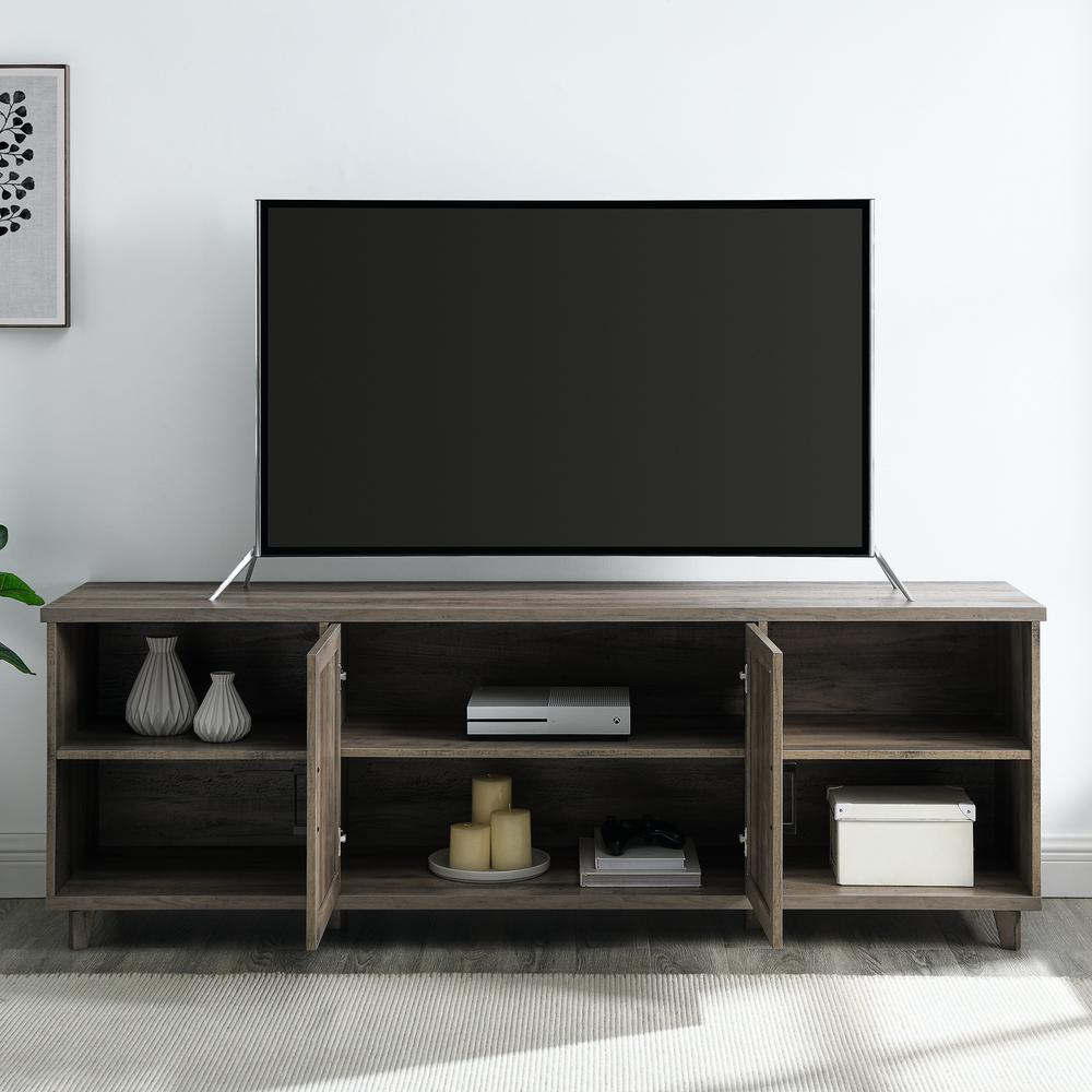 Classic Detailed-Door TV Stand for TVs up to 80” – Grey Wash. Picture 2