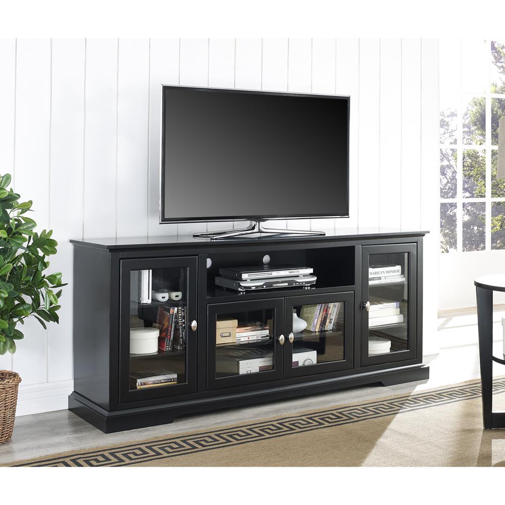70" Black Wood TV Stand. Picture 2