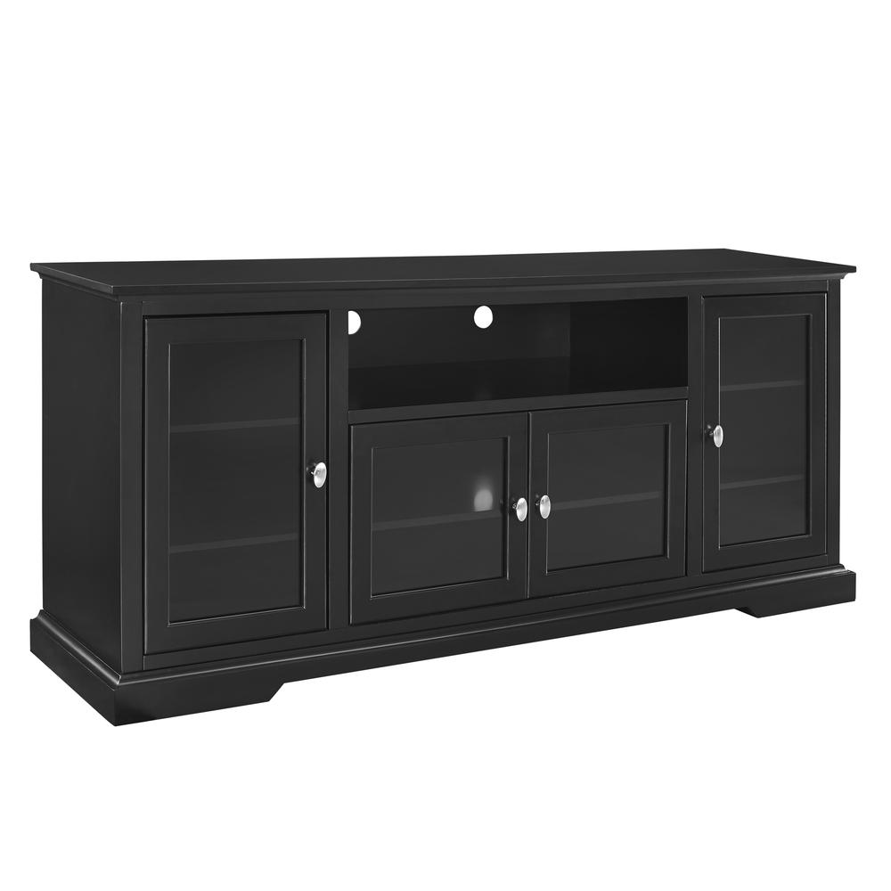 70" Black Wood TV Stand. Picture 1