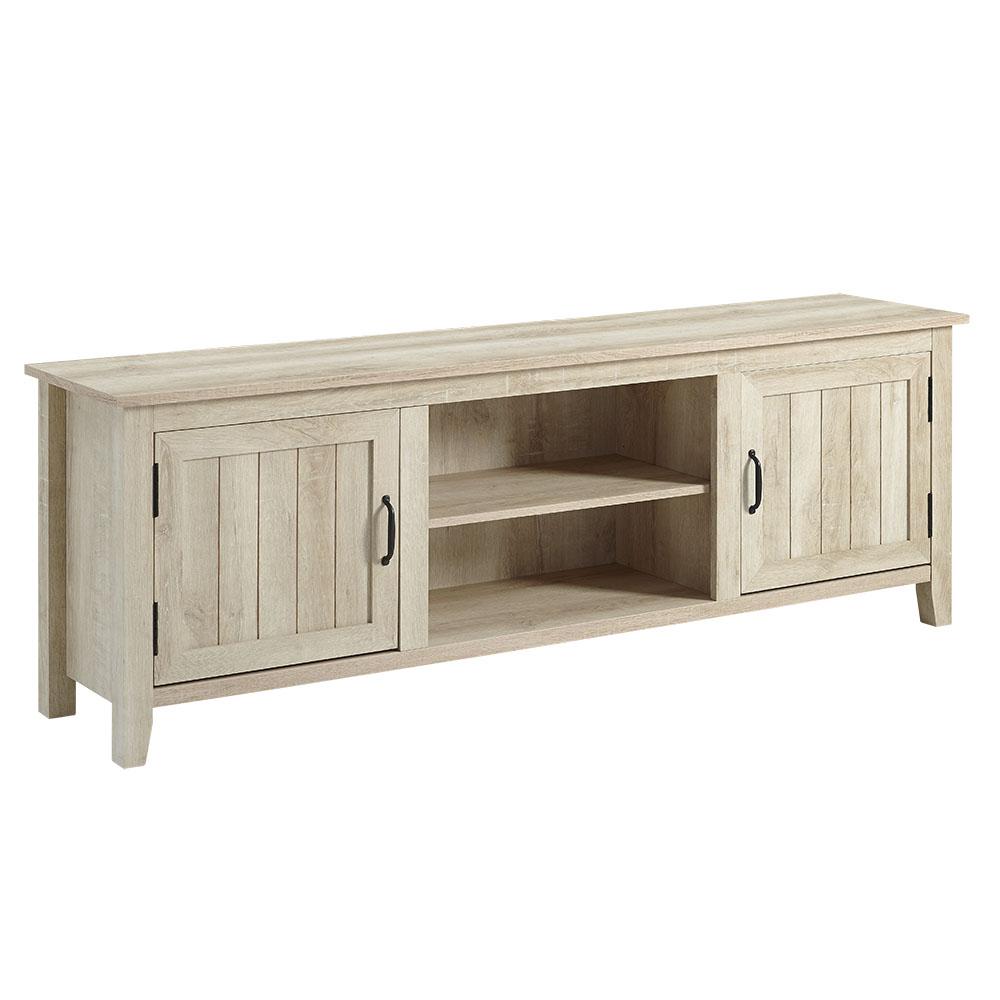 70" Modern Farmhouse Console with Beadboard Doors - White Oak. Picture 1