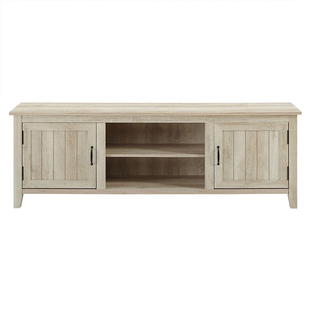 70" Modern Farmhouse Console with Beadboard Doors - White Oak. Picture 3