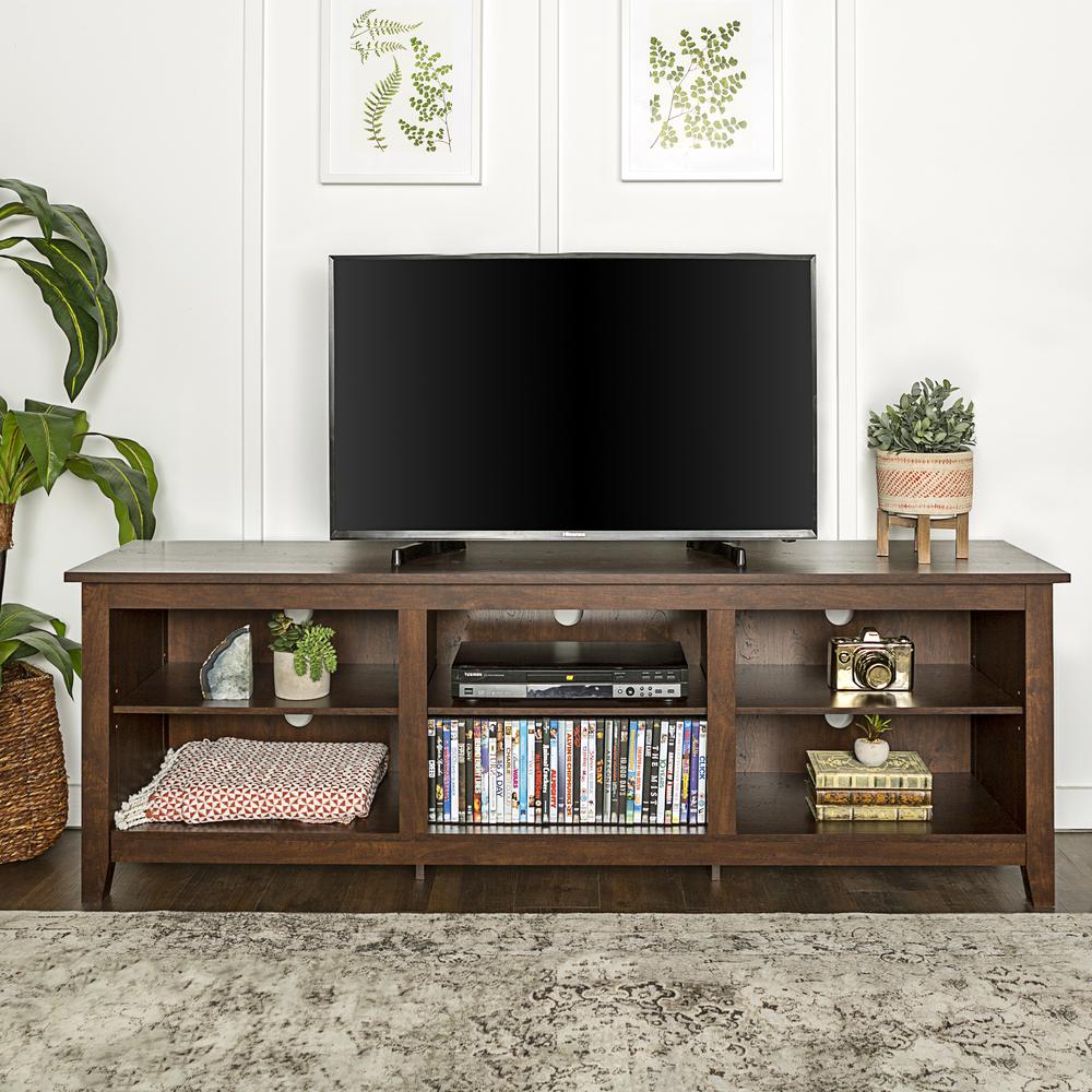 70" Wood Media TV Stand Storage Console - Traditional Brown. The main picture.