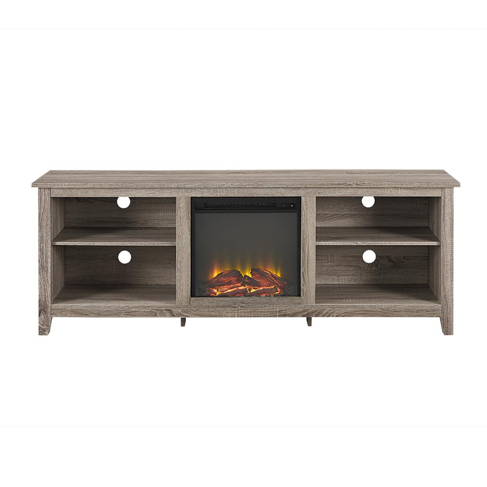 70" Fireplace TV Stand - Driftwood. Picture 1