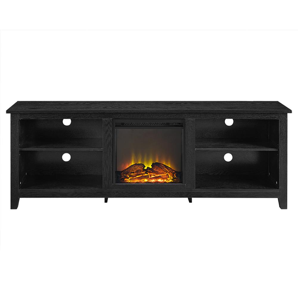 70" Black Wood Fireplace TV Stand. Picture 3