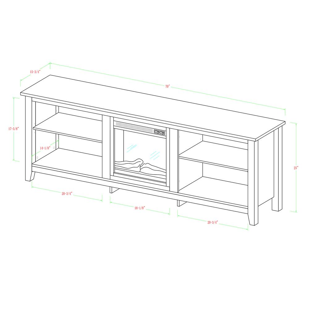 70" Fireplace TV Stand - Espresso. Picture 5