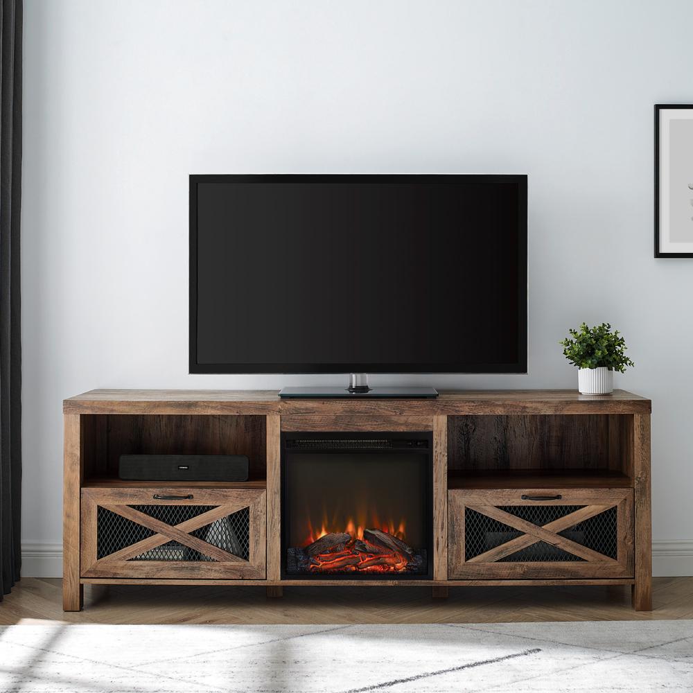 70" Rustic Farmhouse Fireplace TV Stand - Reclaimed Barnwood. Picture 2