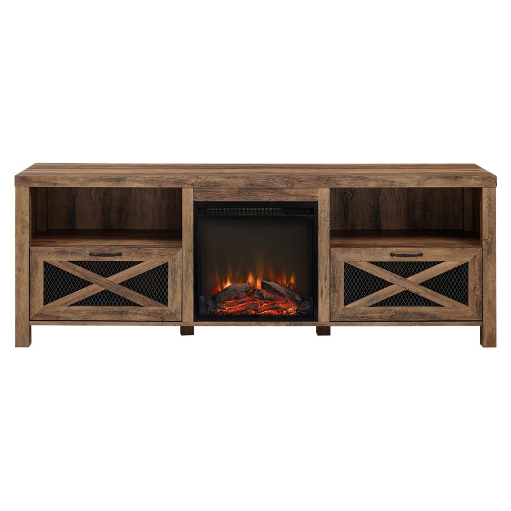 70" Rustic Farmhouse Fireplace TV Stand - Reclaimed Barnwood. Picture 5