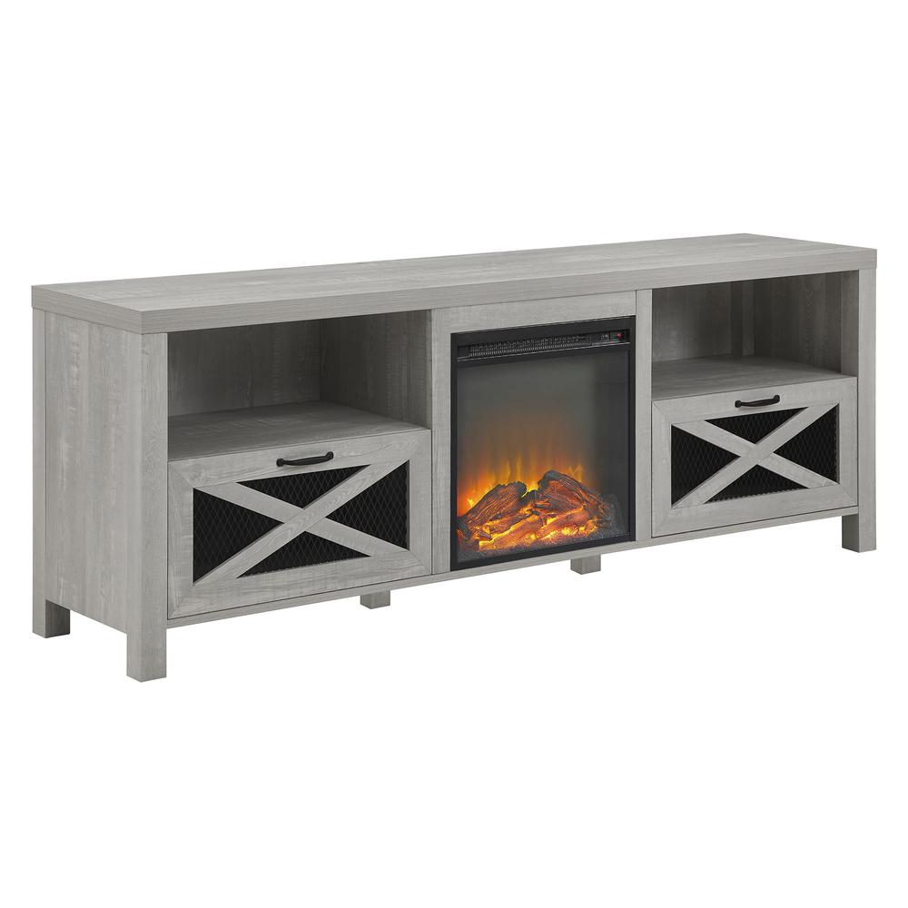 70" Rustic Farmhouse Fireplace TV Stand - Stone Grey. The main picture.