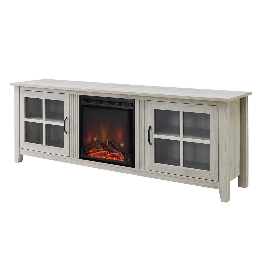 70" Glass Door Fireplace TV Console - Birch. Picture 3