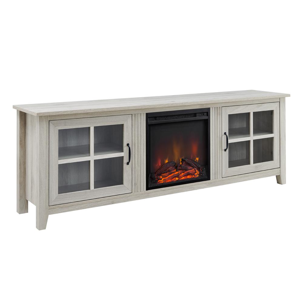 70" Glass Door Fireplace TV Console - Birch. The main picture.
