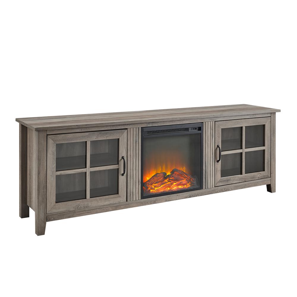 Farmhouse Fireplace TV Stand - Grey Wash, Belen Kox. Picture 2