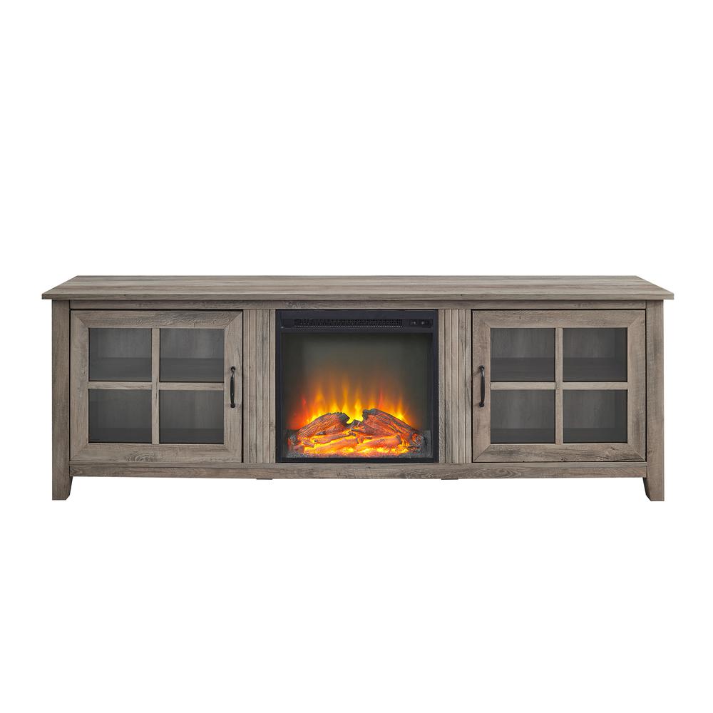 Farmhouse Fireplace TV Stand - Grey Wash, Belen Kox. Picture 2