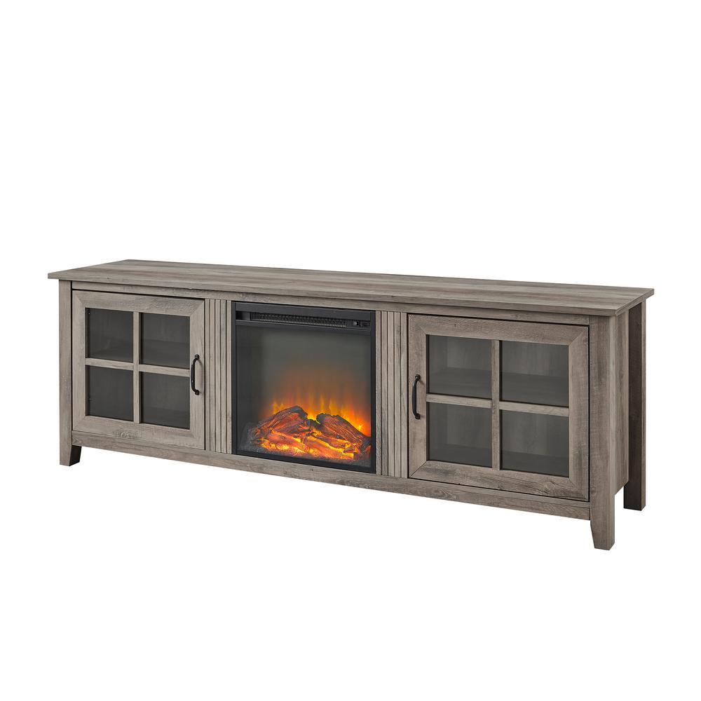 Farmhouse Fireplace TV Stand - Grey Wash, Belen Kox. Picture 3
