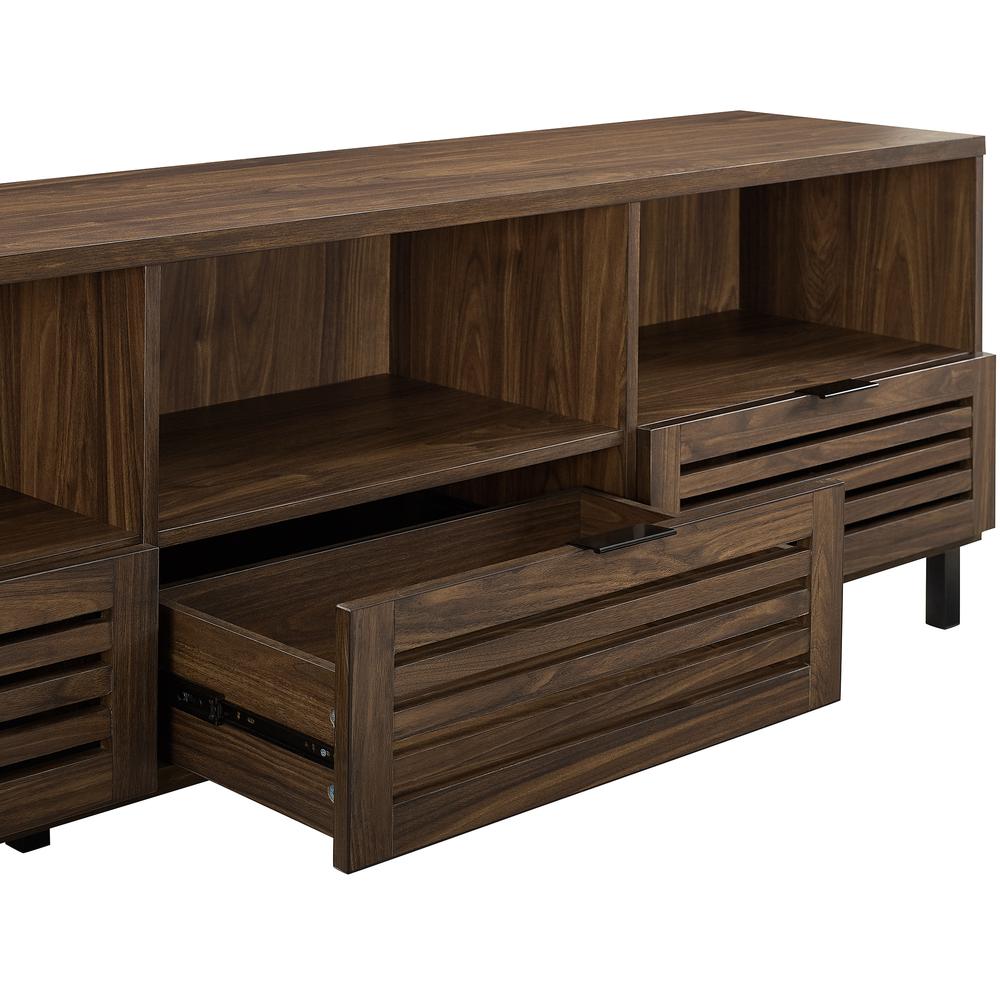 70" Wood TV Stand with Slatted Drawers - Dark Walnut. Picture 4