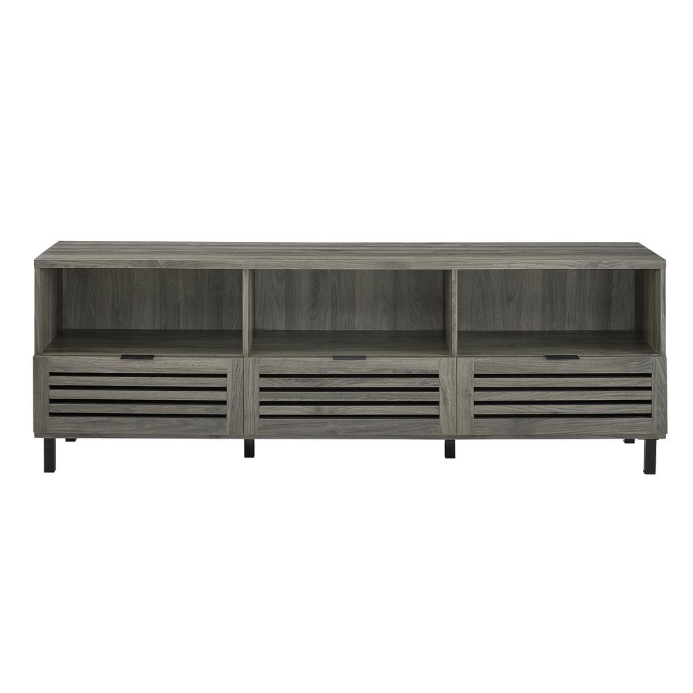 70" Wood TV Stand with Slatted Drawers - Slate Grey. Picture 3