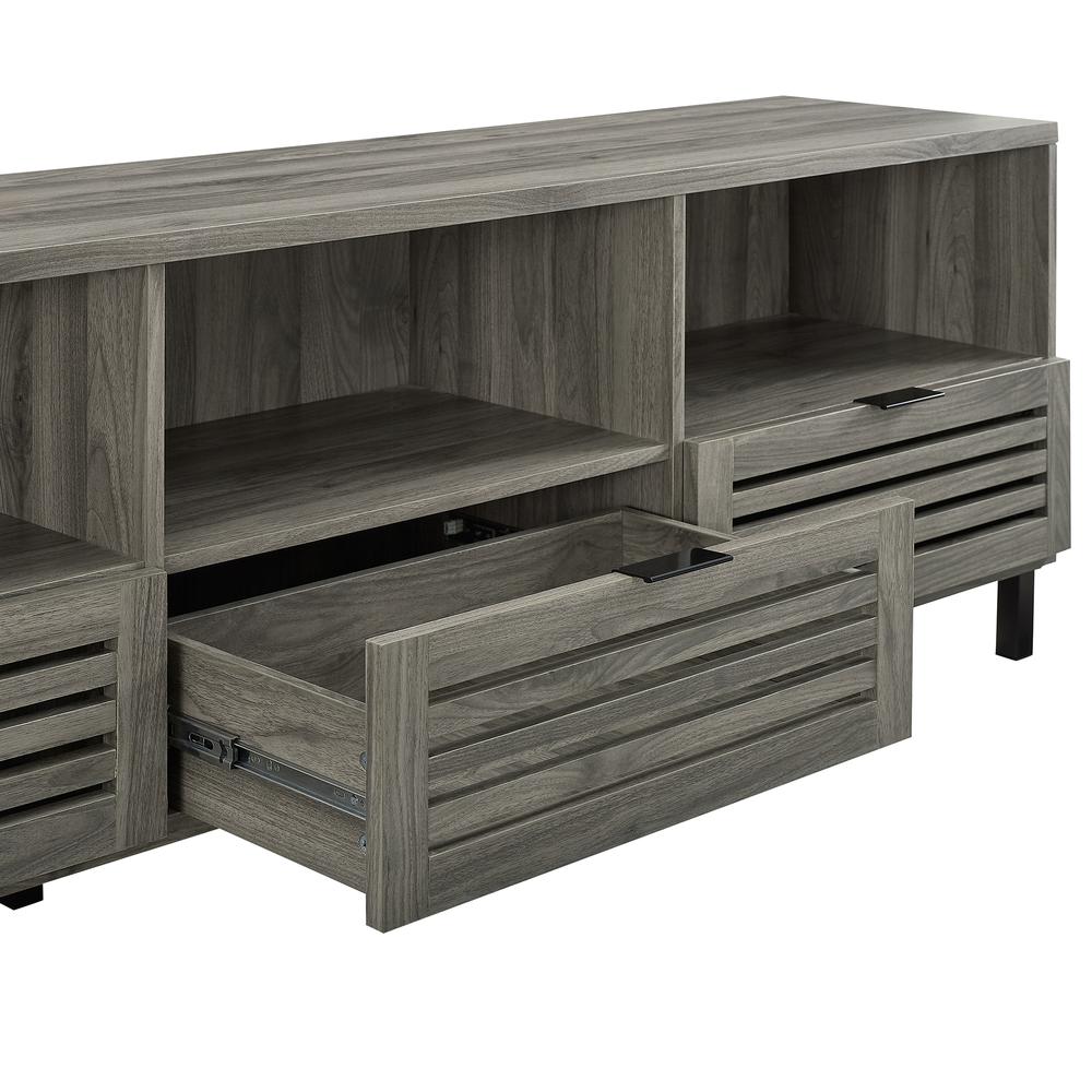 70" Wood TV Stand with Slatted Drawers - Slate Grey. Picture 4