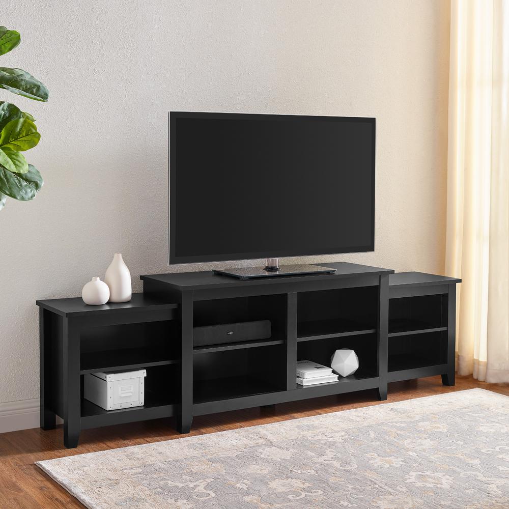 80" Simple Tiered Top TV Stand - Solid Black. The main picture.