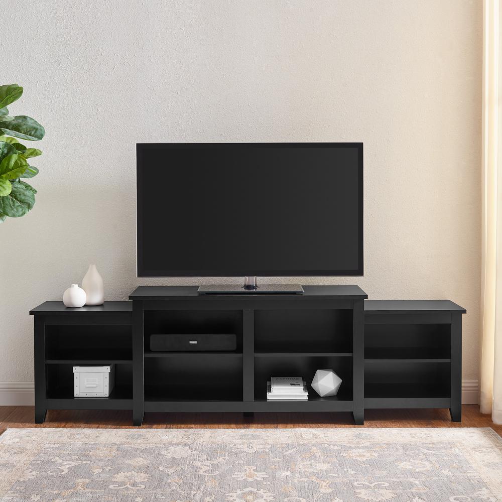 80" Simple Tiered Top TV Stand - Solid Black. Picture 2