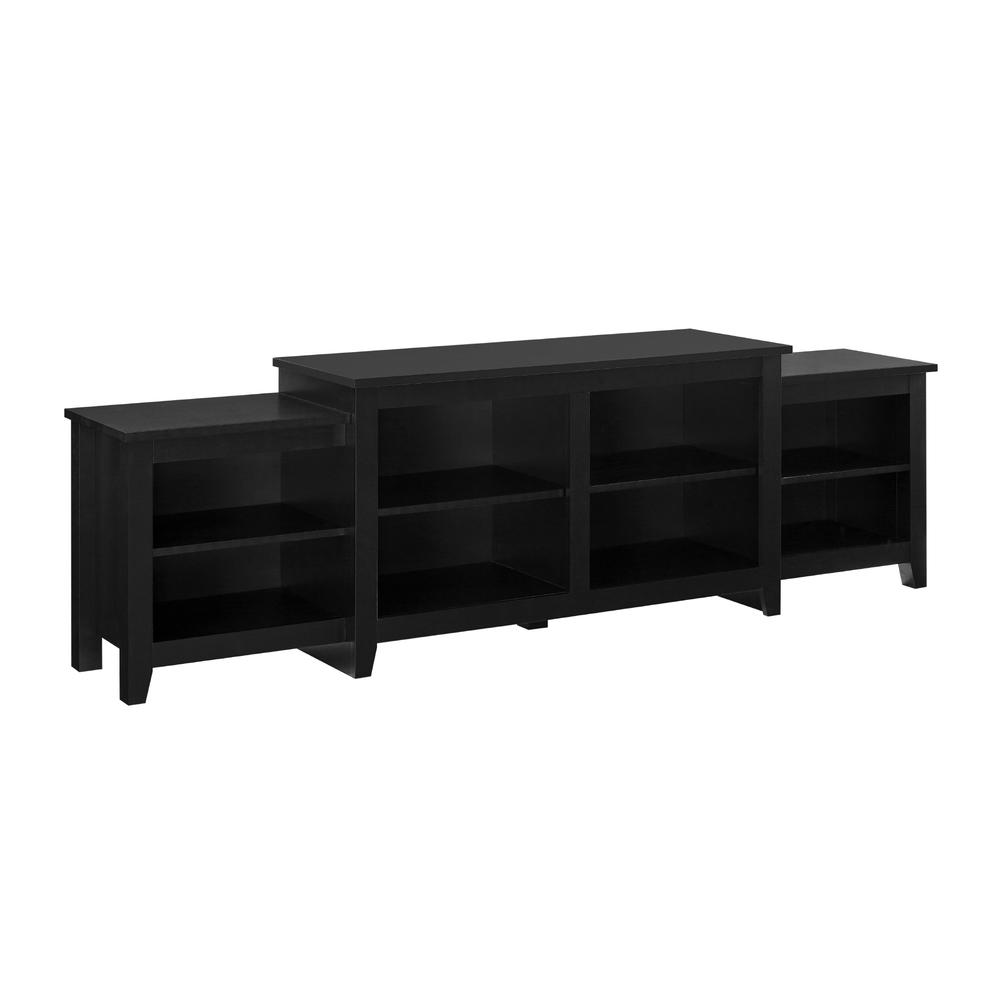 80" Simple Tiered Top TV Stand - Solid Black. Picture 3