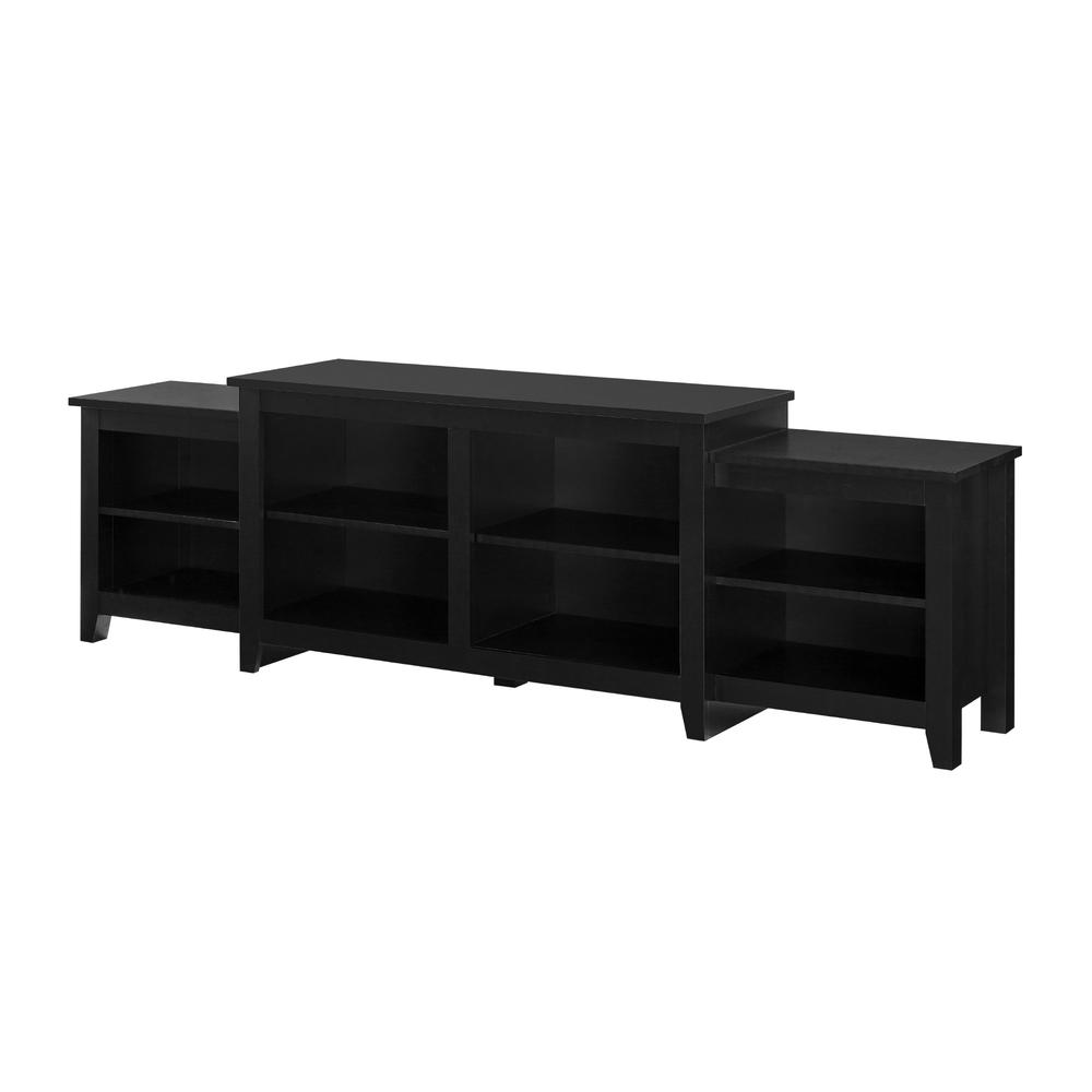 80" Simple Tiered Top TV Stand - Solid Black. Picture 6