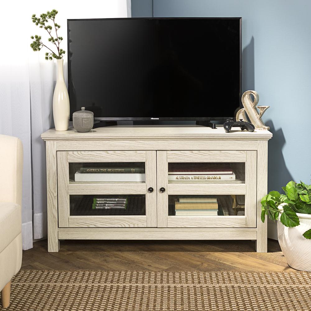 44" White Wash Wood TV Stand. Picture 2
