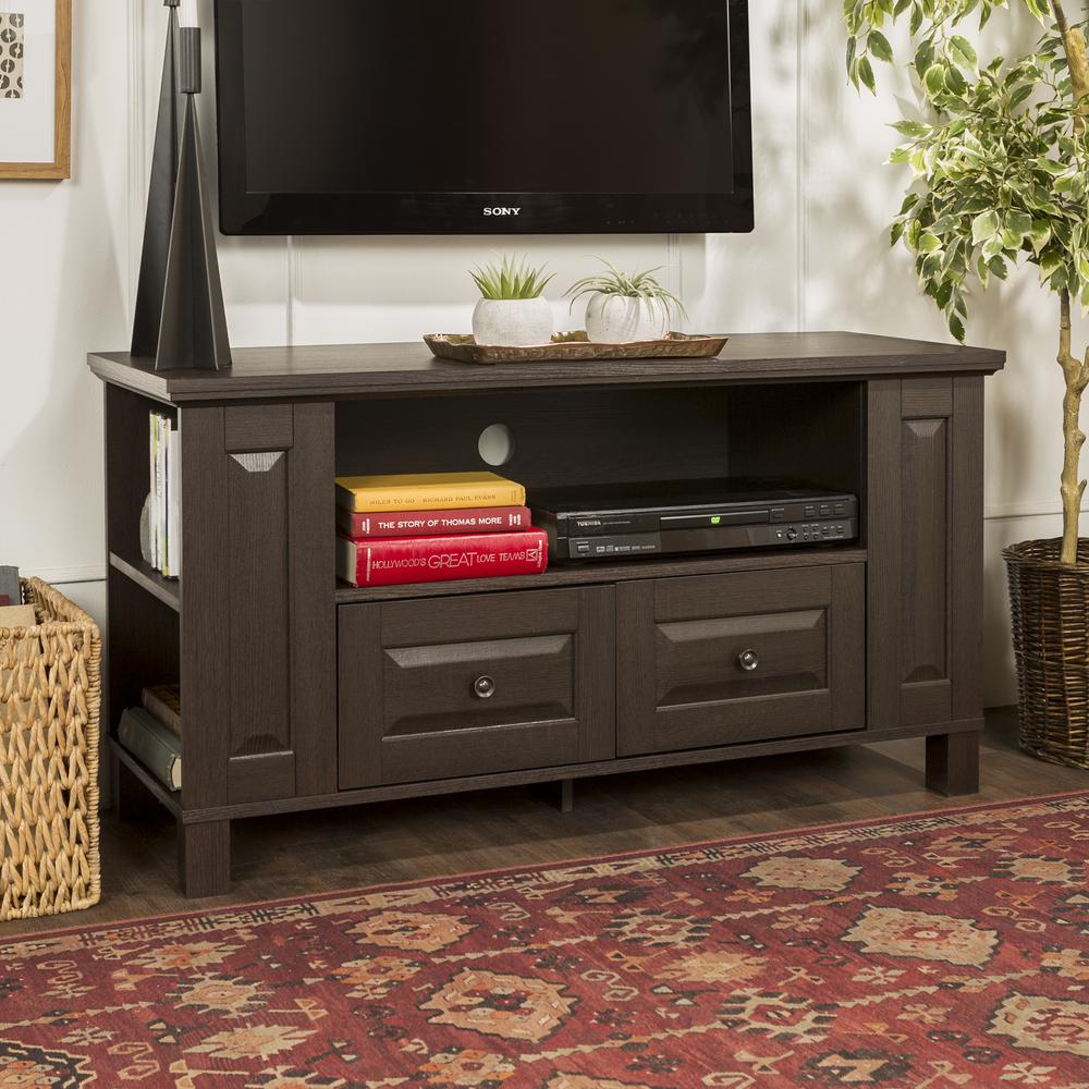 44" Brown Wood TV Stand Console. Picture 1