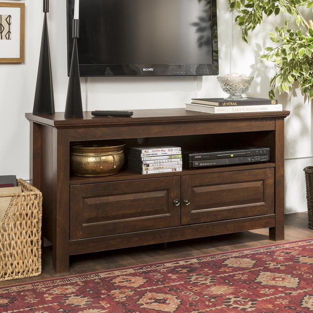 44" Brown Wood TV Stand Console. Picture 1