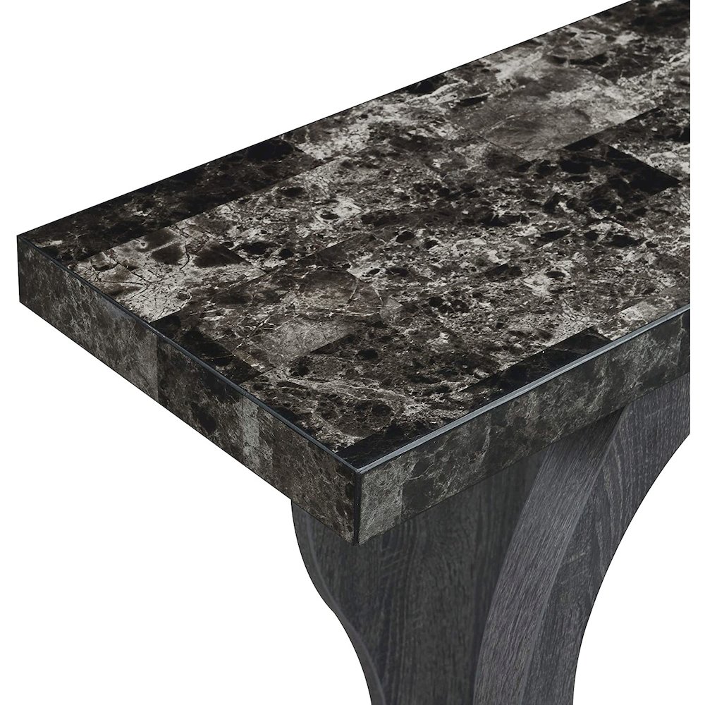 Newport Terry B Console Table with Shelf, Black Faux Marble/Weathered Gy. Picture 2