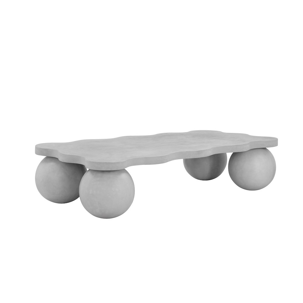 Dani Curvy Coffee Table Large in Light Gray Concrete. Picture 3