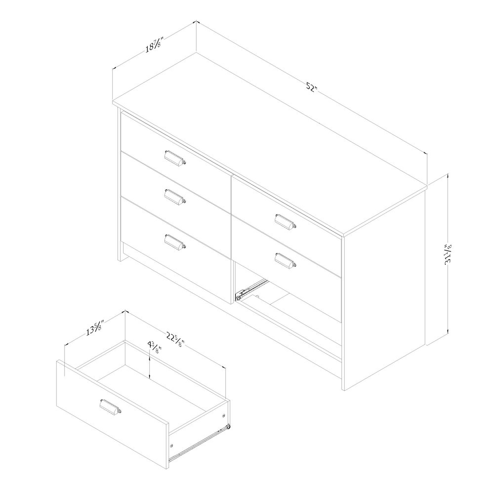 Hulric 6-Drawer Double Dresser, Pure White. Picture 6