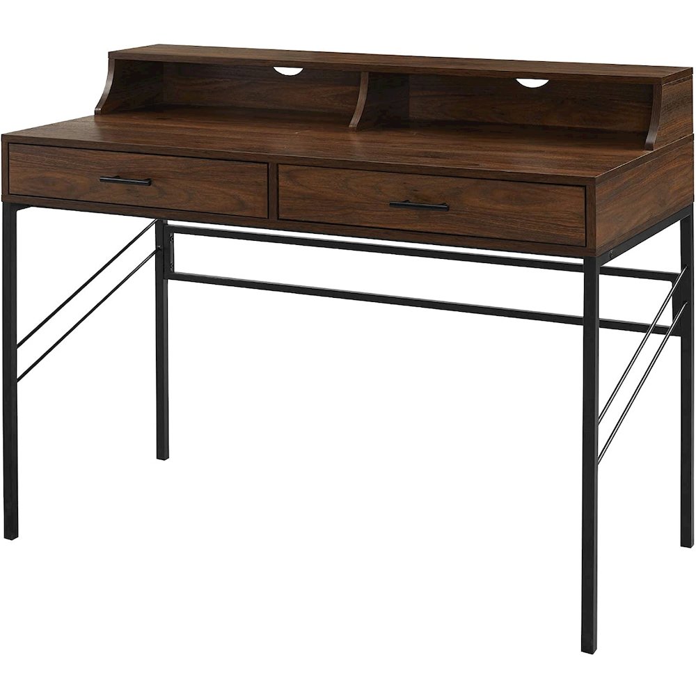 Vetti 44" 2-Drawer Desk with Hutch - Dark Walnut. Picture 6