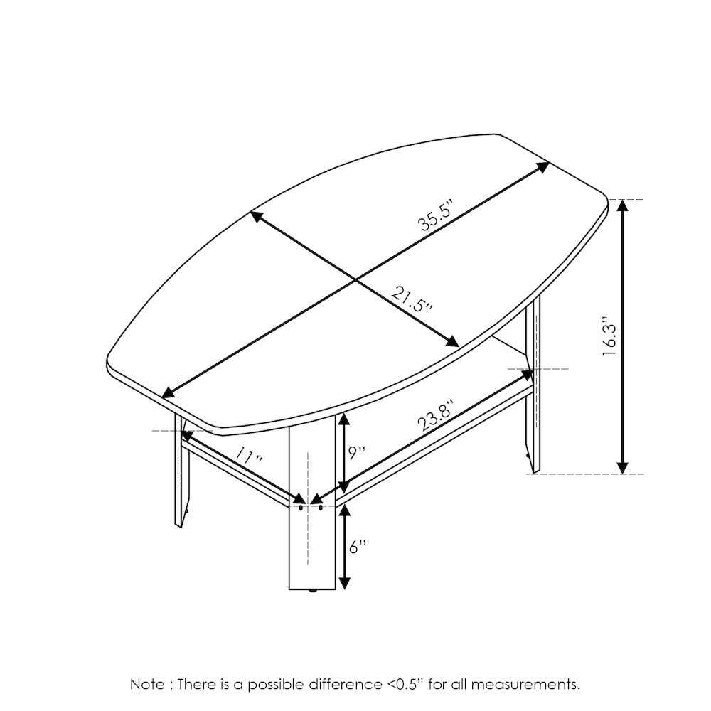 Furinno Simple Design Coffee Table, Dark Walnut. Picture 2