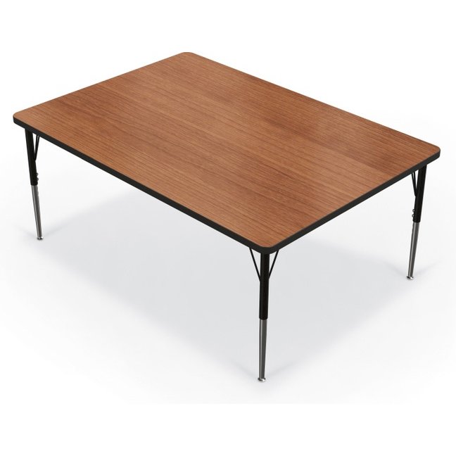 Activity Table - 48"X60" Rectangle - Amber Cherry Top Surface - Black Edgeband. Picture 1