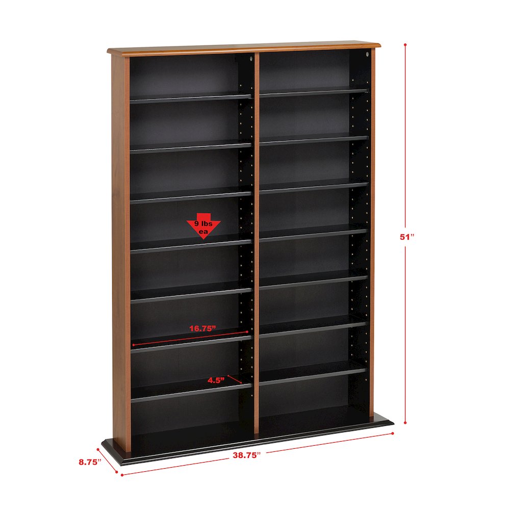 Cherry & Black Double Width Wall Storage. Picture 2