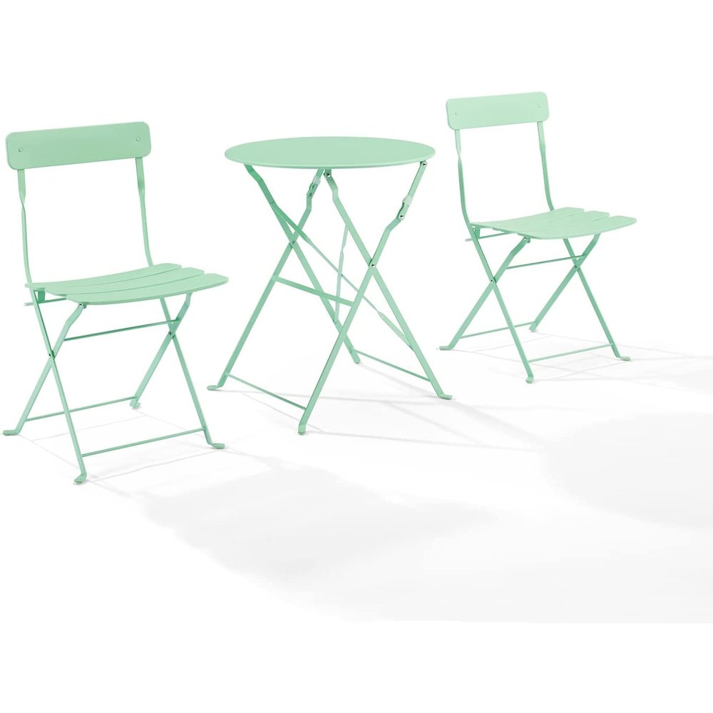 Karlee 3Pc Indoor/Outdoor Metal Bistro Set Mint - Bistro Table & 2 Chairs. Picture 1
