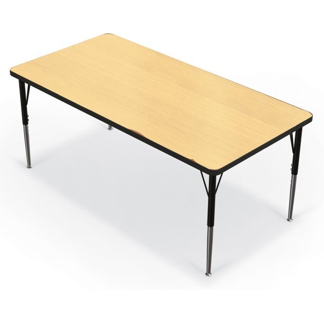 Activity Table - 30"X60" Rectangle - Fusion Maple Top Surface - Black Edgeband. Picture 1