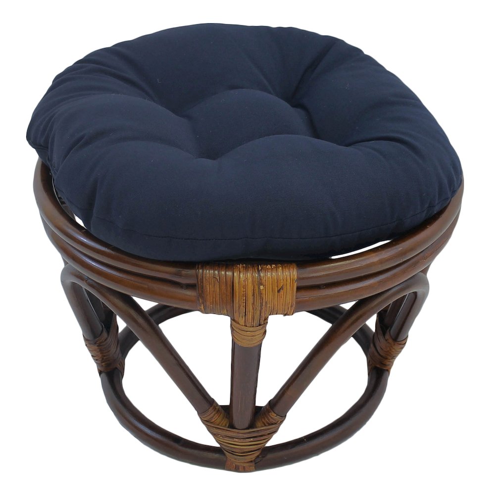 Rattan Footstool with Twill Cushion. Picture 2